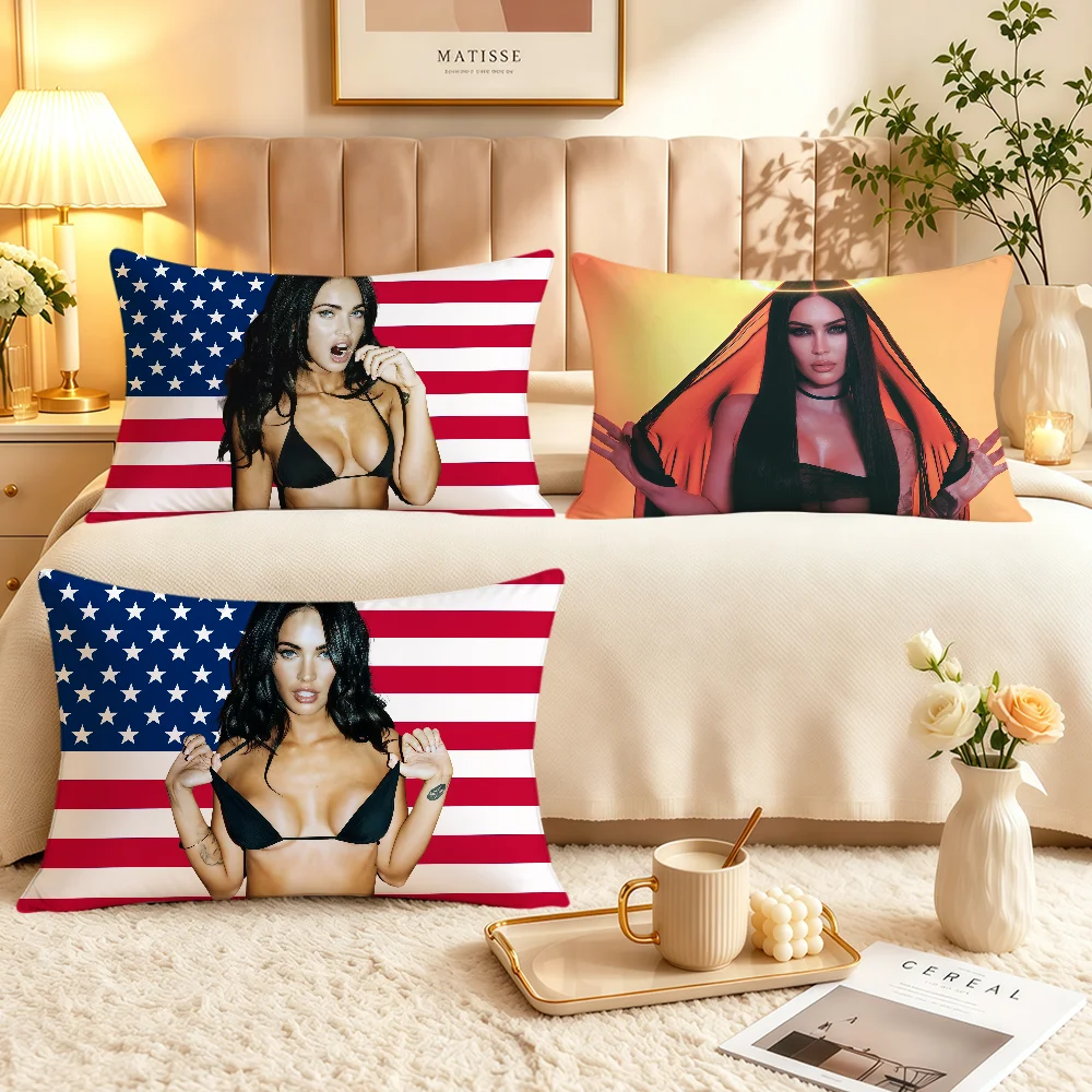 Actor M-Megan Fox Pink USA Flag Art Soft Rectangle Pillowcover Home Sofa Living Room Decor Dorm Bedside Hogar Pillowcase Gift