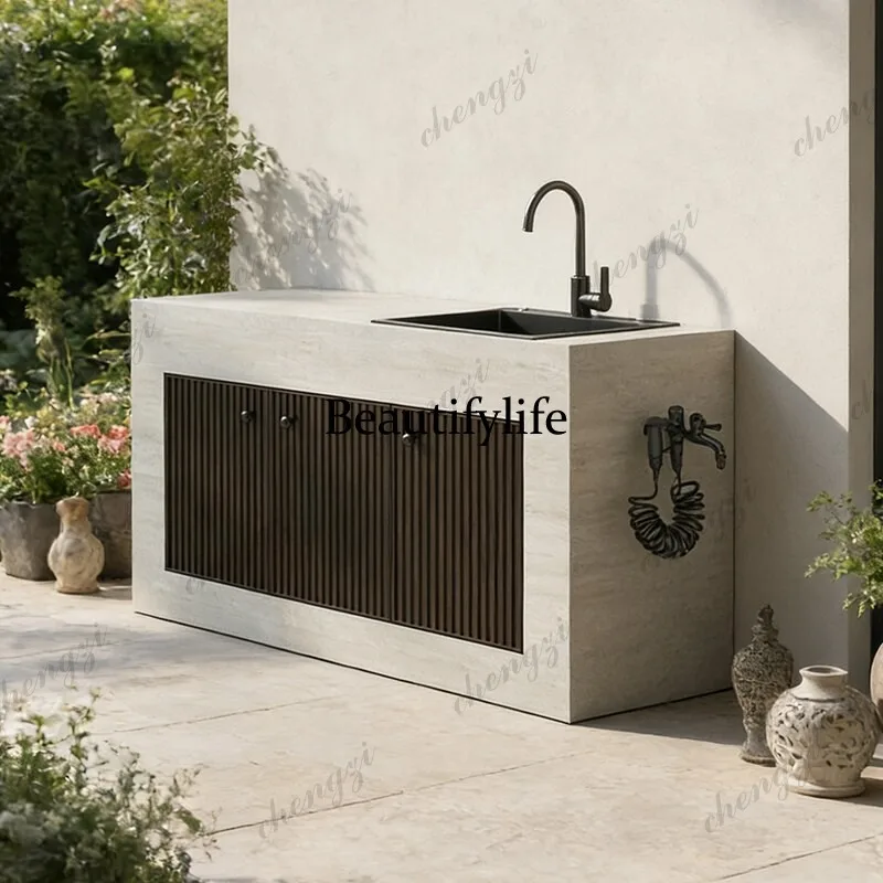 Slate outdoor courtyard washbasin mop pool integrated basin balcony column basin operation island