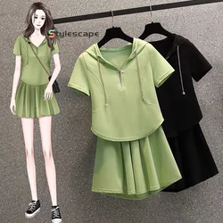 Summer Ice Silk Casual Set Women's Large Size Women's Summer Slimming Shorts Set Fashion Two Piece Set for Women