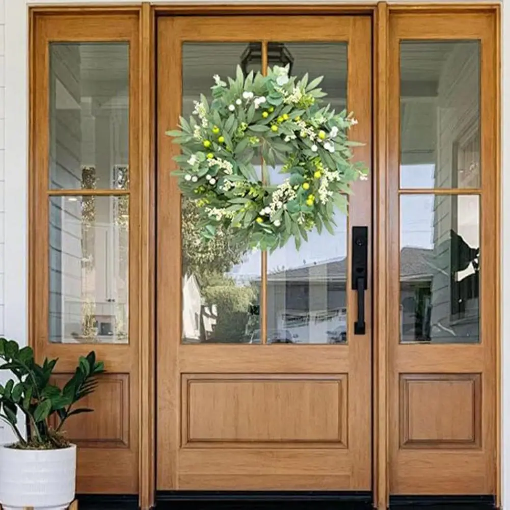 

Seasonal Door Hanging Wreath Simulated Wreath Realistic Eucalyptus 's Day Wreath Decor Easy to Hang Front Door Pendant