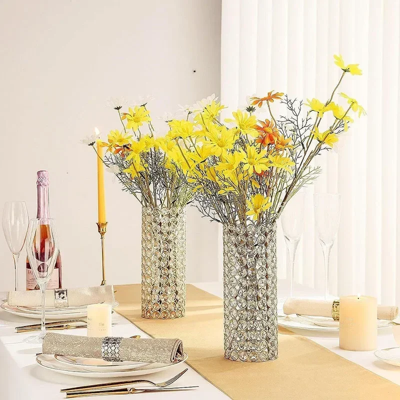 Crystal Glass Flower Vase For Wedding Centerpieces, Luxury Plant Pot Living Room Home Hotel Dining Table Decor
