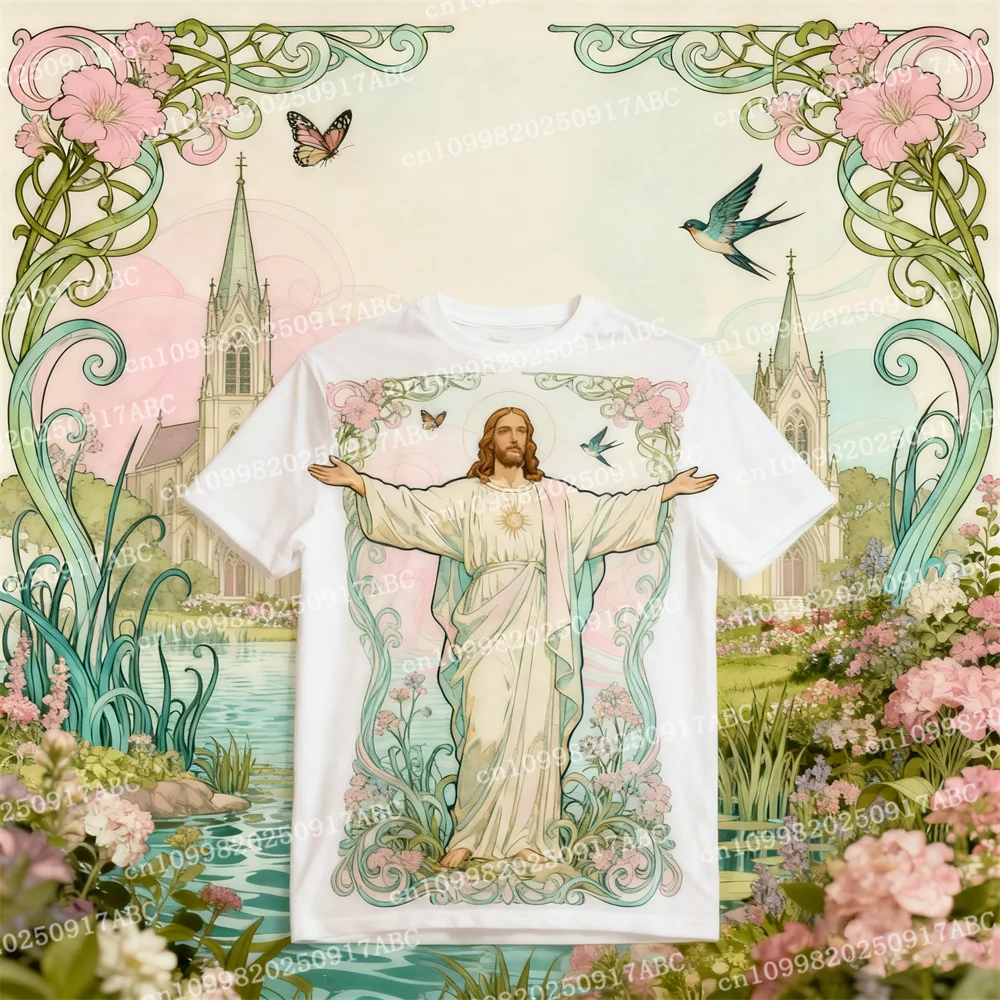 الصيف الرجال Jerser التدريب الأعلى طبعة خاصة يسوع الكبار الأطفال في الهواء الطلقJerser المرأة تي شيرت Y2k الرياضة طفل تي شيرت