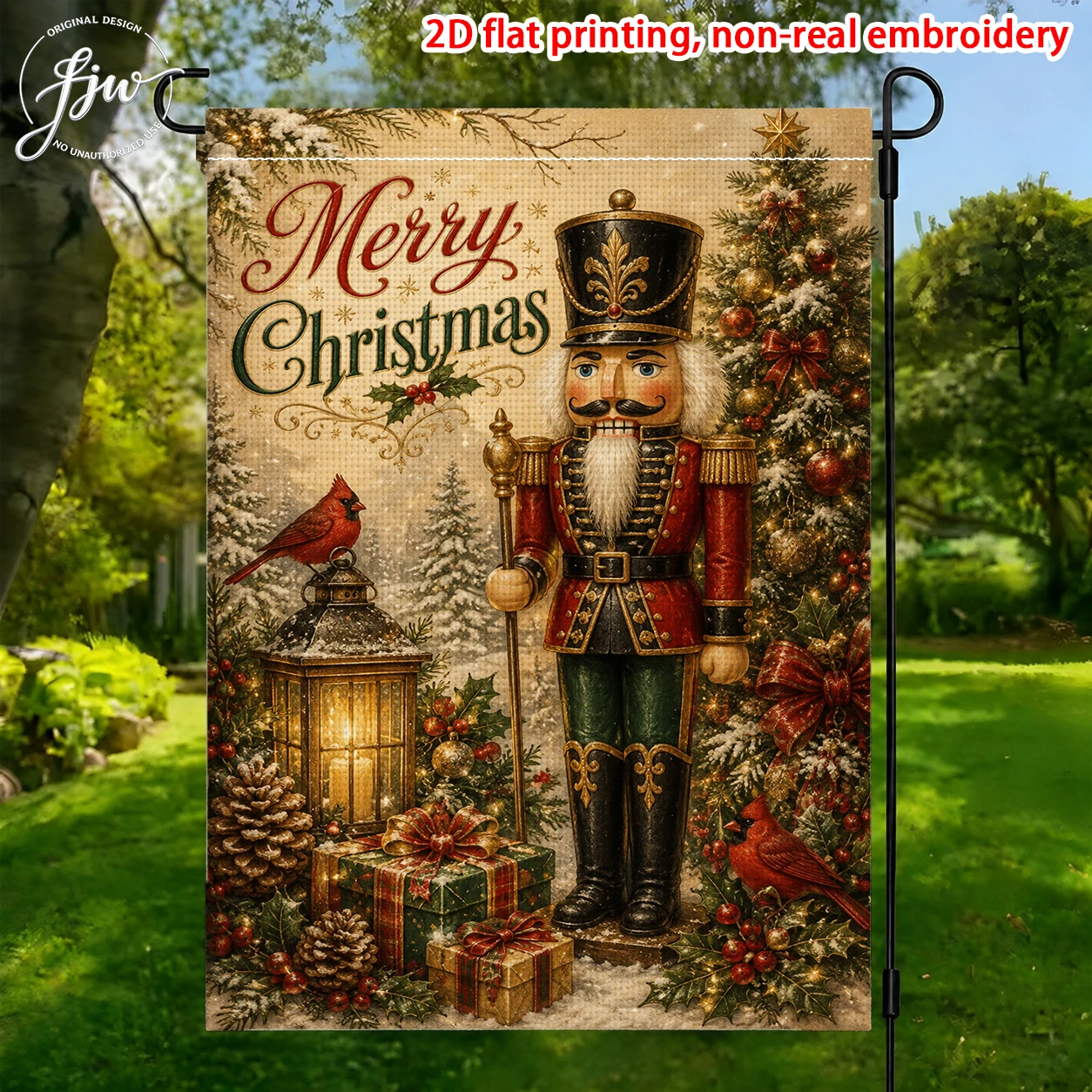 1pc Vintage Christmas Garden Flags  Seasonal Holiday Outdoor Yard Decorative Flags for Winter Xmas Home Patio Lawn