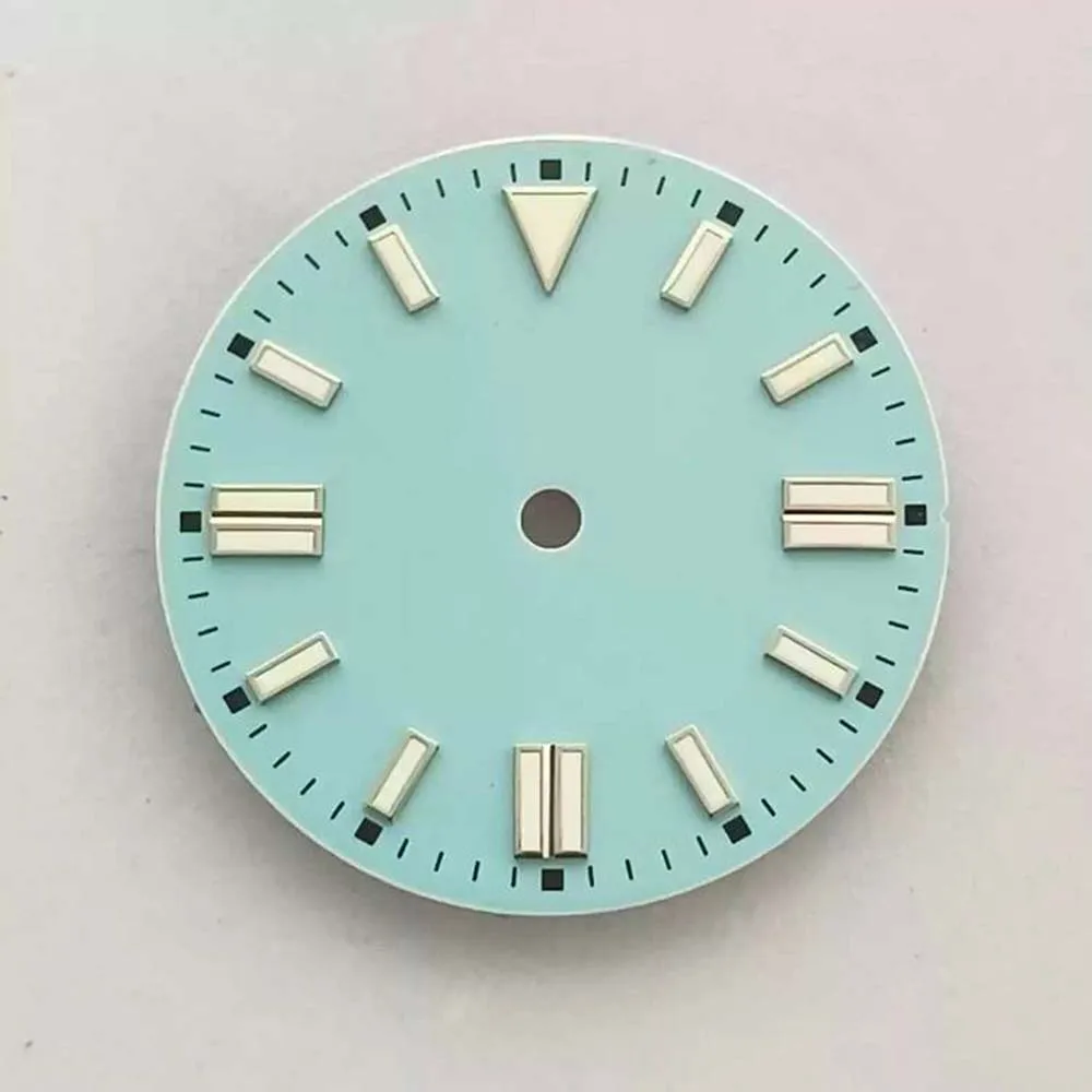 Quadrante dell'orologio opaco da 28,5 mm per NH35 NH36 8215 Sostituzione del movimento Quadrante luminoso verde Accessori per il quadrante dell'orologio