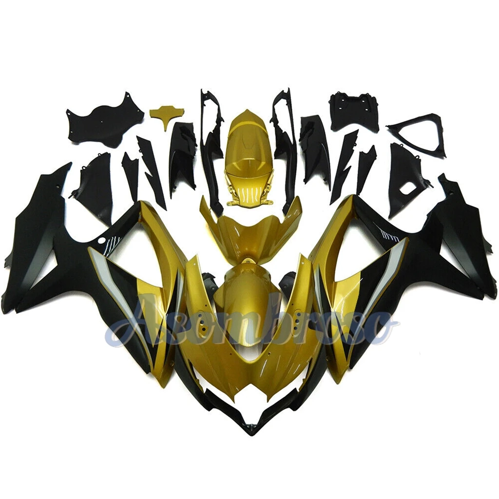 Brand New Fairing Kit For GSXR600 750 2008 2009 2010 GSXR750 600 08 09 10 Perfect Fit Motorcycle Gold black colour 