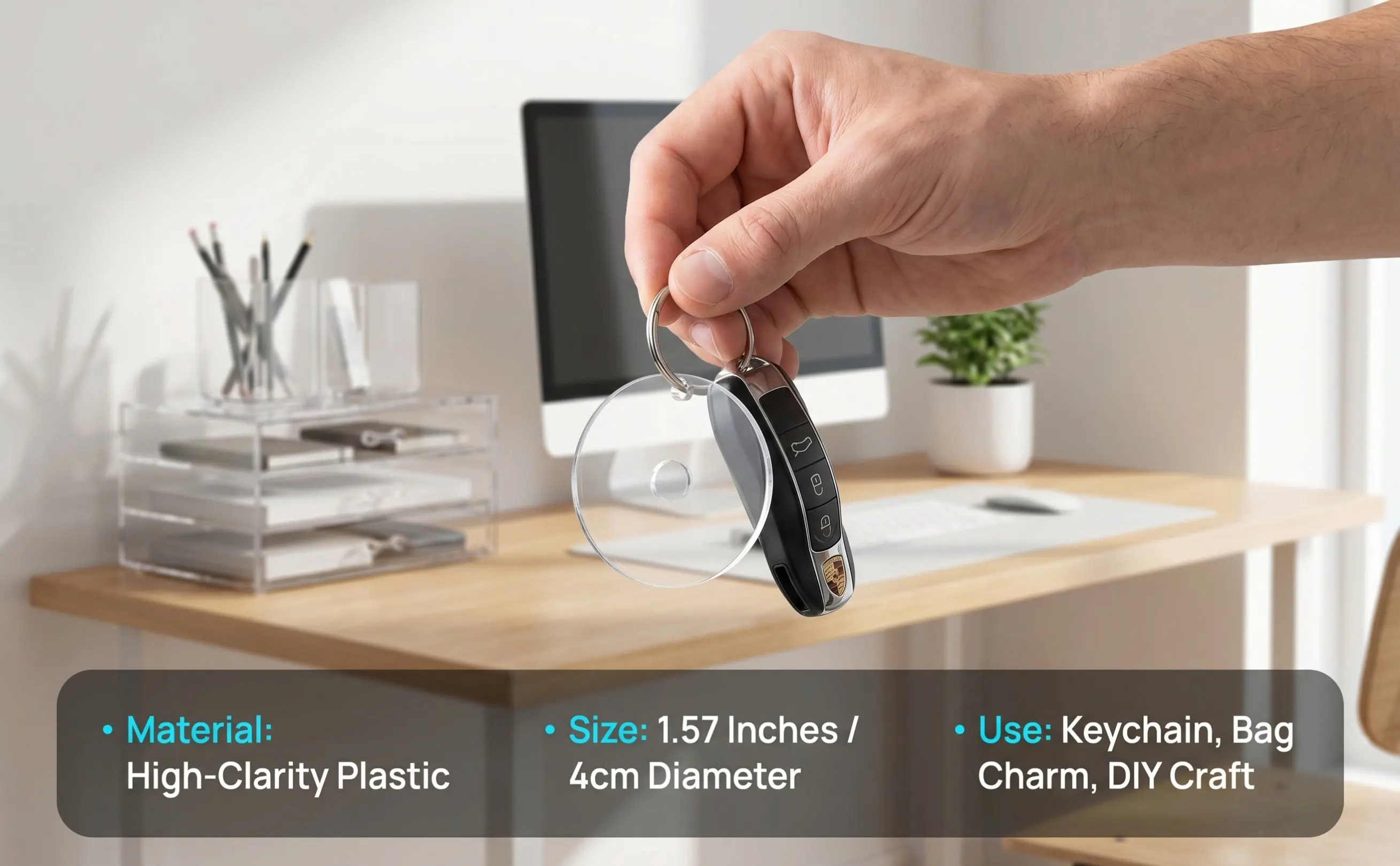 10 unidades de mini chaveiros em formato de CD – pingente transparente em vinil, ideal como presente para amantes da música e lembrancinha de festa.