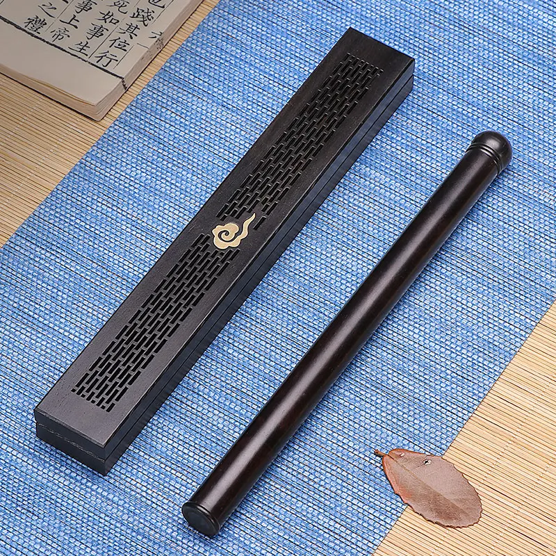 Ebony sleeping incense box Household indoor seat solid wood wire incense box incense insert tea ceremony agarwood incense burner