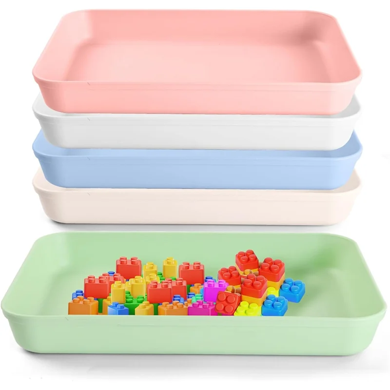 

A93Z Stackable Large Plastic Tray, 5 Pack Art Trays, Paint Tray Organizer For DIY Projects Crafts Serving Projects