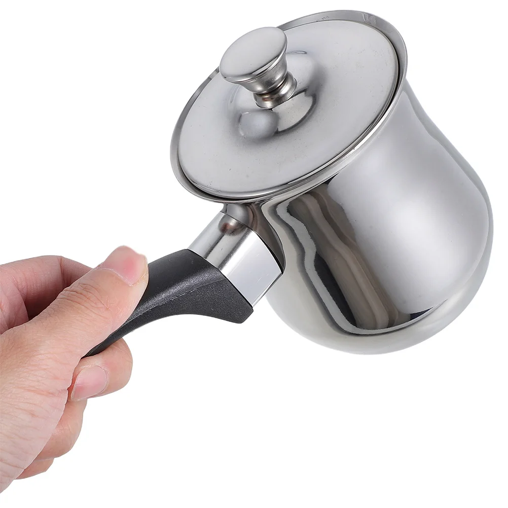

Stainless Steel Turkish Coffee Pot 540Ml Milk Warmer Butter With Lid Anti-Scald Handle For Coffee Making Cezve