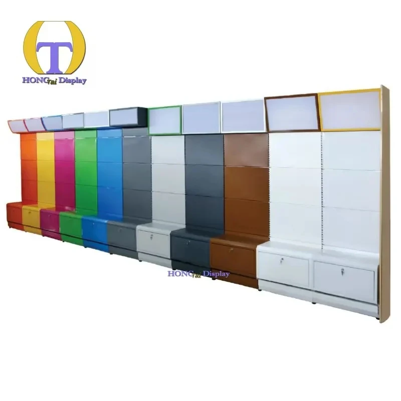 custom.Fashion Customized Retail Tall Wall Display Rack Big Capacity High Cabinet Hot Selling