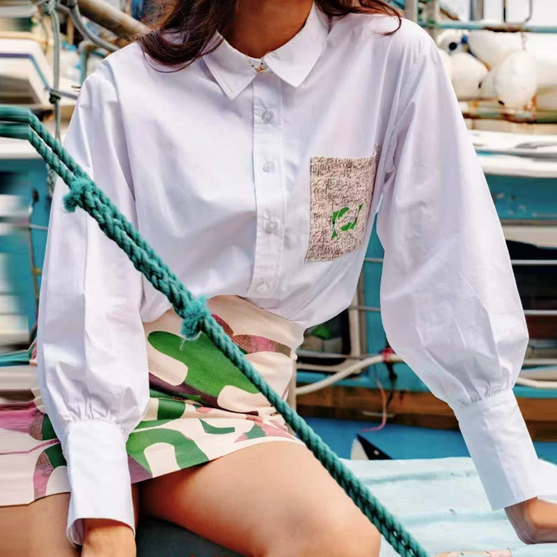 

Women's Lapel Collar Button Shirt and Mini Skirt Beach Set 2026 Elegant Party Outfit Spring Summer Casual Pattern Printed Suit