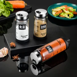 Seasoning Shaker Bottles Glass Kitchen Spices Storage Condiment Salt Pepper Boxes Spice Dispenser Spices Storage Condiment Jar