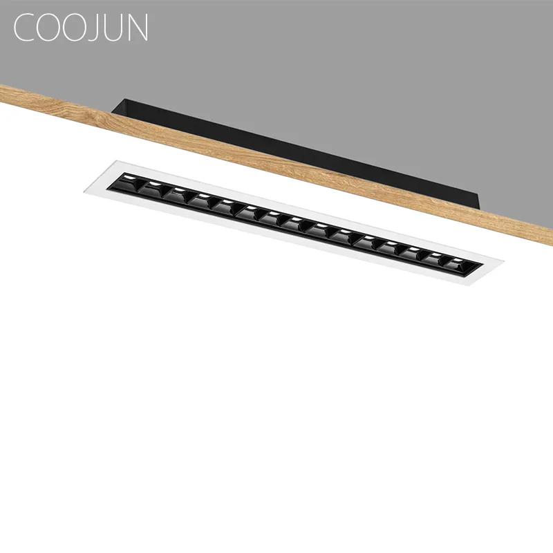 COOJUN LED Recessed Spotlight Kits Black White Trim Linear Array Downlight Ceiling Light Living Room Wall Wash Lamp Linear Light