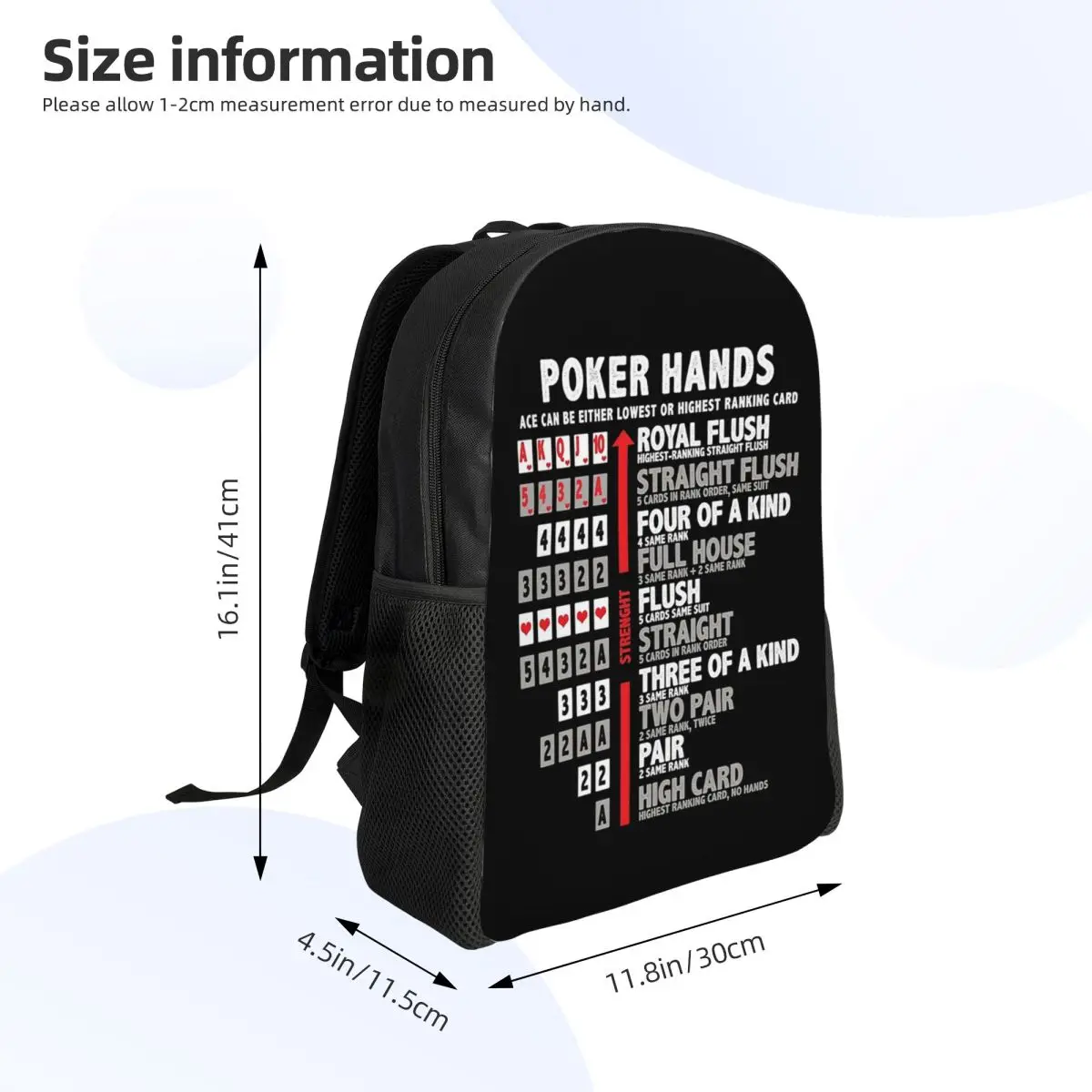 Poker Hands Student Backpack School Bag Hiking Travel Daypack for Boys Girls Fashion Bookbag Shoulder Bags