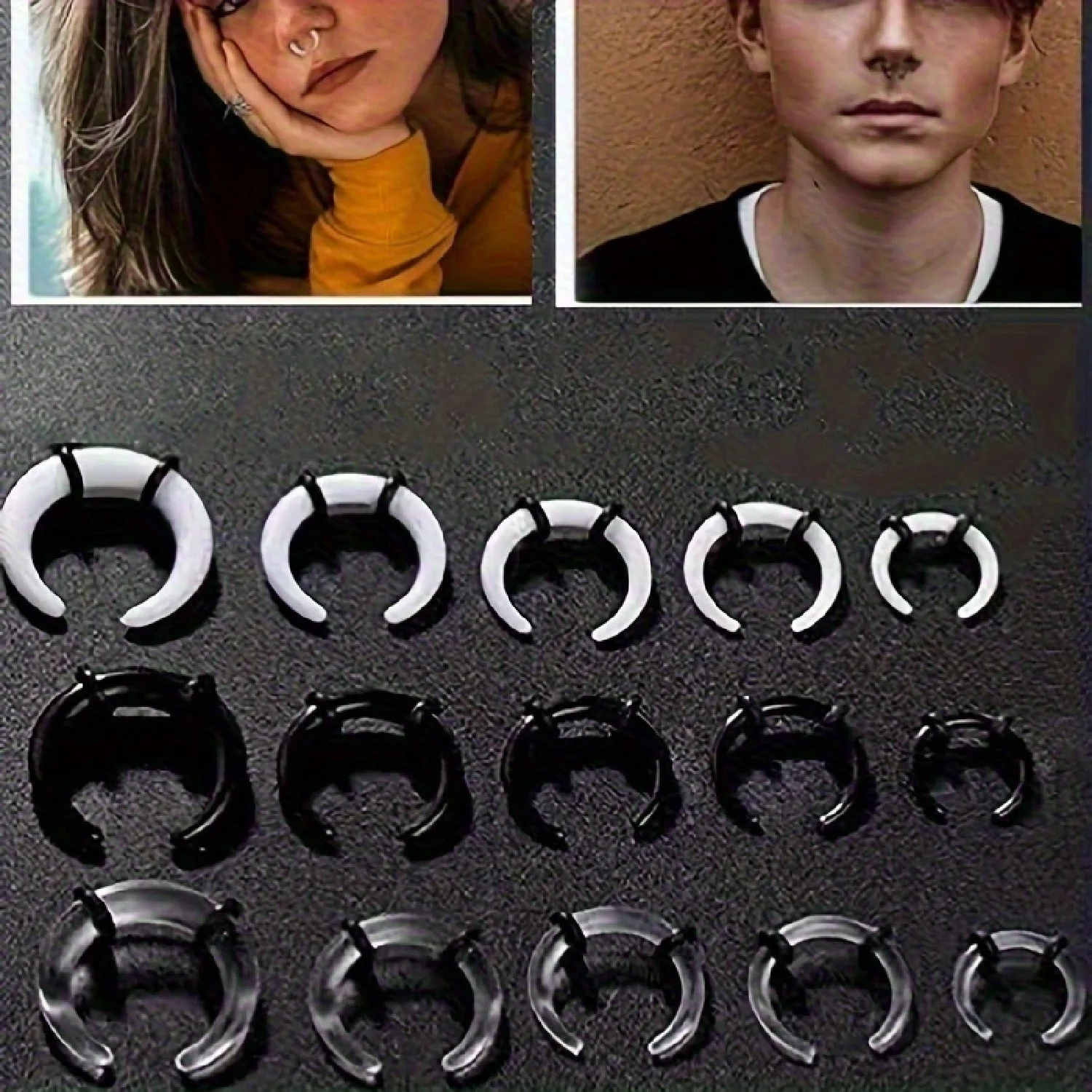 9/18-Piece Acrylic Taper & Spiral Ear Stretching Kit (C-Shape/Buffalo Taper) – Sizes 14G To 00G