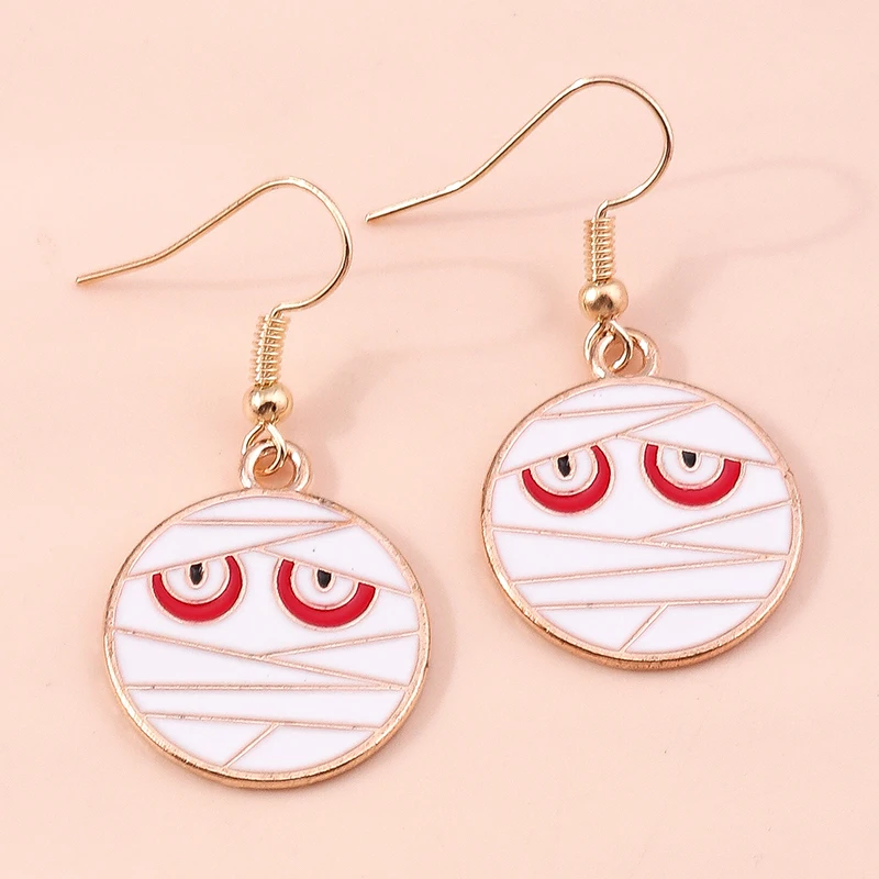 Aihua Fashion Halloween Earrings Enamel Ghost Pumpkin Skeleton Mummy Bat Drop Earrings For Women Halloween Night Party Jewelry