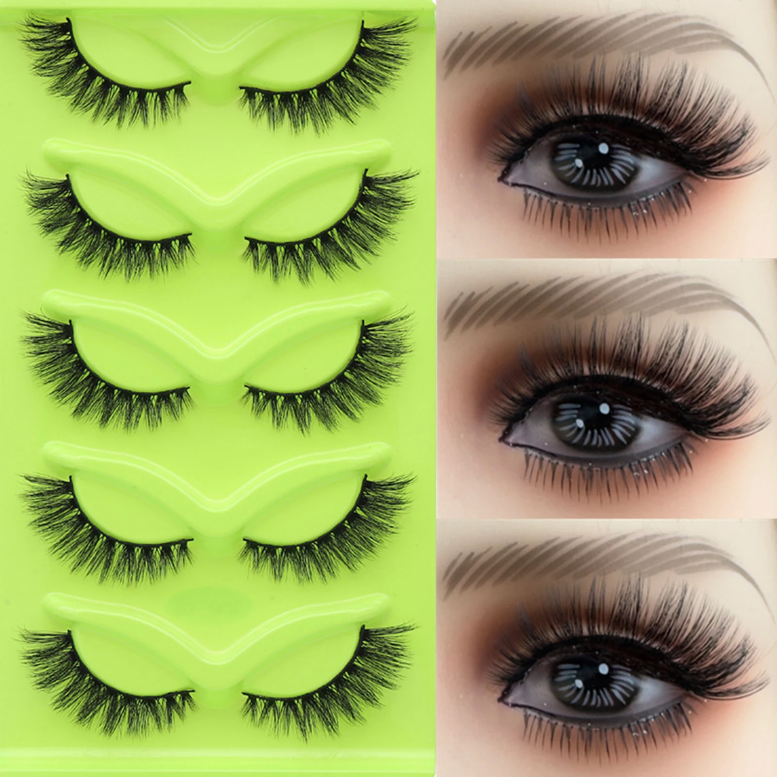 5 أزواج الثعالب الطبيعية تطول الرموش الصناعية كامل قطاع عيون القط سميكة لاش ثلاثية الأبعاد متعدد الطبقات الشباك تأثيري Wispy الرموش