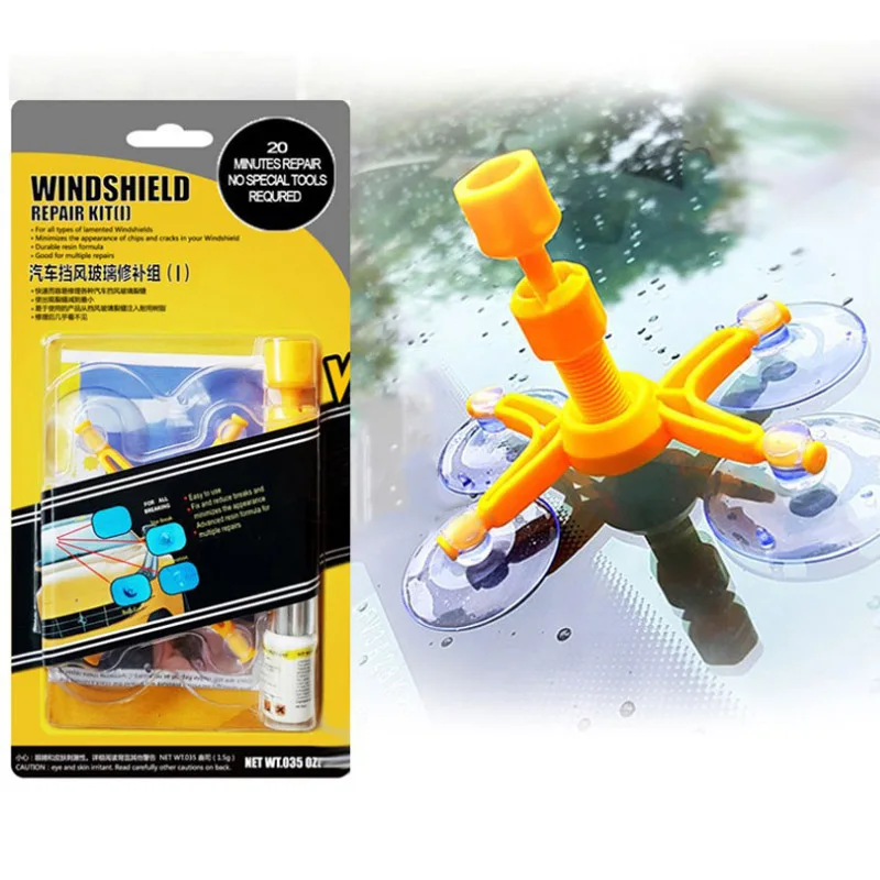 Windshield Repair Kit Quick Fix Car Cracked Glass Windscreen Resin Sealer DIY Auto Window Screen Polishing