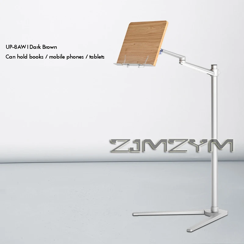 soporte-de-suelo-de-aluminio-con-brazo-largo-y-altura-ajustable-para-lectura-con-abrazadera-para-libros-bandeja-para-portatil-y-soporte-para-tablet-color-plata