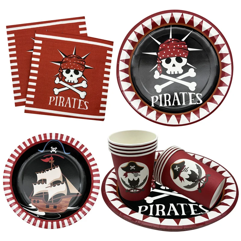 Piraten Schädel Einweg Pappteller Tassen Servietten Kinder Geburtstag Party Dekor Baby Dusche Happy Halloween Party Tisch Liefert