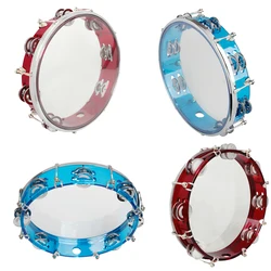 10 Inches Tambourine Percussion Instrument Adjustable Tone Hand Drum Double Row Jingles Musical Enlightenment Educational Toys