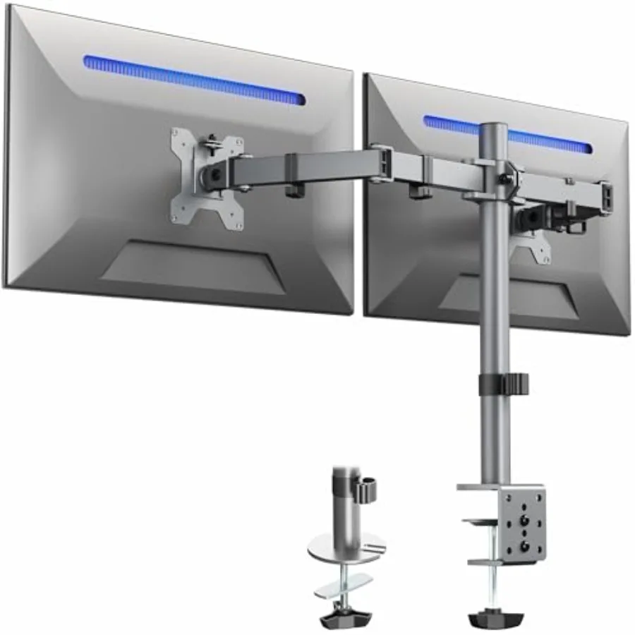 Dual Monitor Desk Mount Heavy Duty Fully Adjustable Steel Stand Holds 2 Computer Screens up to 30 Inch and Max 22lbs Each Color