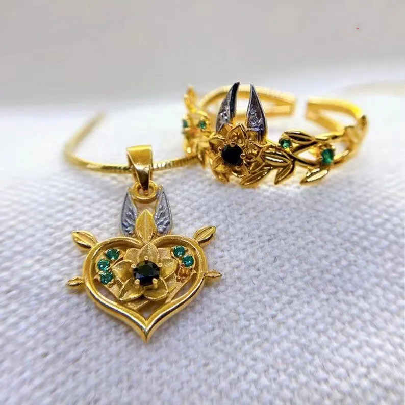 Genshin Impact Tighnari Necklace & Ring Set - Cosplay Prop Game Accessories Gift for Fans