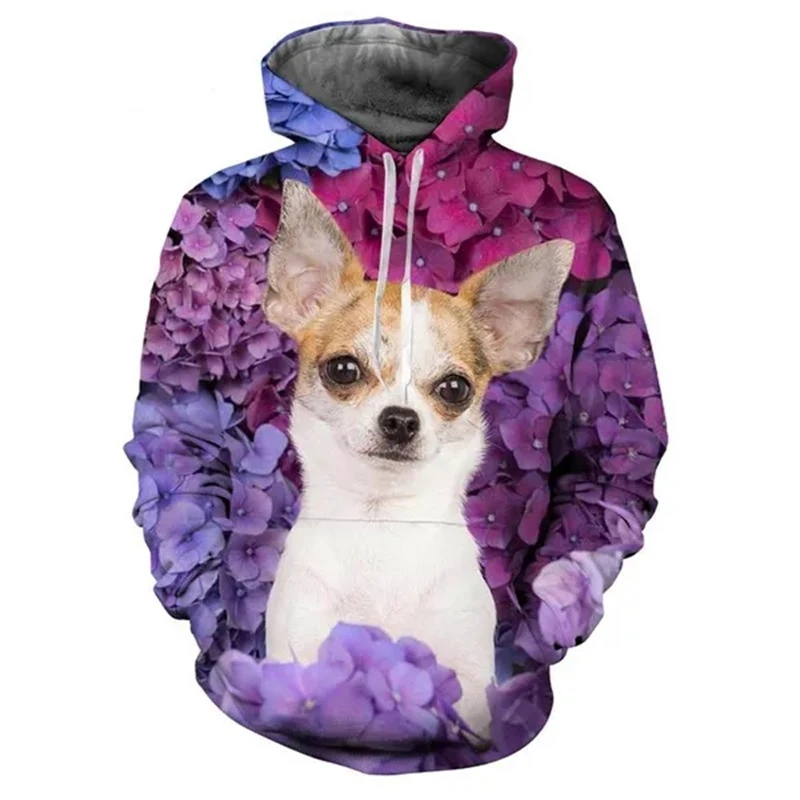 Autumn Animal Dog Chihuahua 3D Print Hoodies Men Women Fashion Casual Sweatshirts Oversized Hoodie Pullovers Tracksuit Clothing