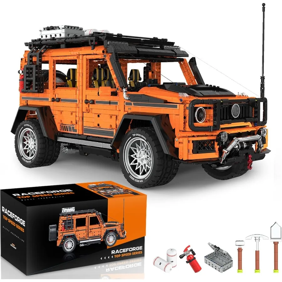 Ensemble de construction de voiture tout-terrain 4x4, ensemble de voiture de voyage avec outils et accessoires d'aventure, Kit de modèle de voiture classique, idée cadeau amusante pour adultes