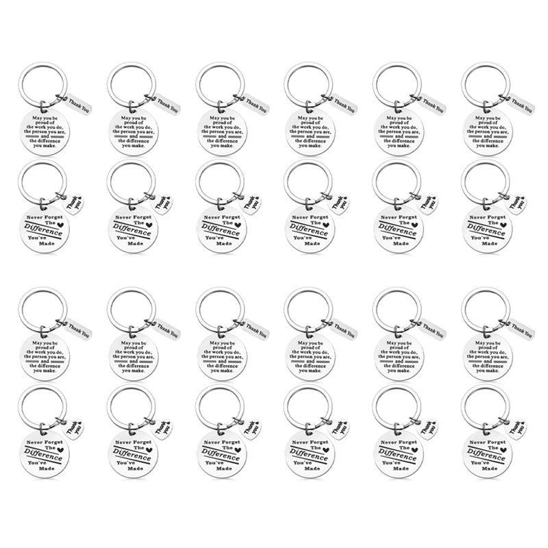 24 Pcs Thank You Gifts Keychain Appreciation Gifts Women Inspirational Keychain For Coworker Employee Farewell-AT93