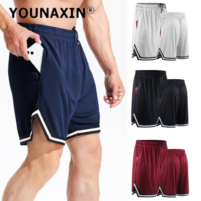 Men's Summer Big Size Running Sports Basketball Shorts With Pocket Gym Fitness Loose Training Quick-drying L XL 2XL 3XL 4XL