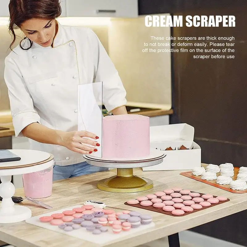 10 Pcs Portable Cake Scraper Smoother Durable Acrylic Cake Decorating Gadgets Lightweight Transparent Design Cake Baking Tools