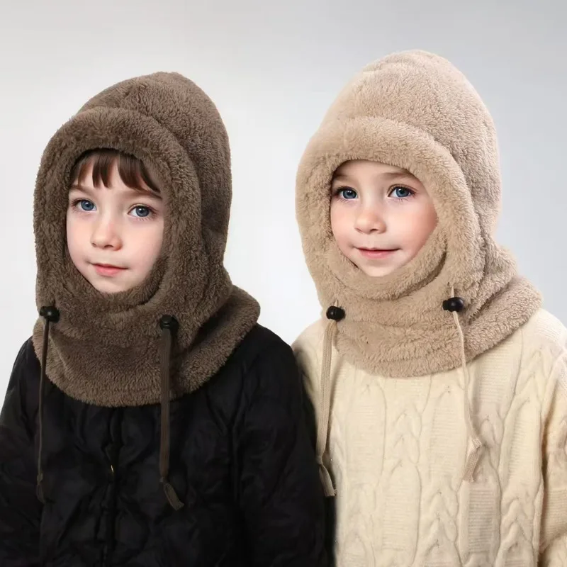 Kältebeständige Kinder Gesichtsbedeckung Helmkappe Warme Sturmhaube Hut Ski Kinder Thermo-Kopfbedeckung Kinder Plüschschal Einteilige Beanie-Mütze – Detail 2