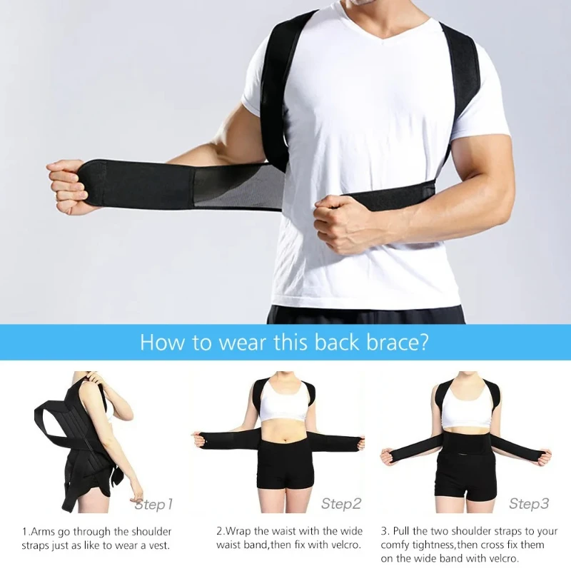 Breathable Back Posture Corrector Adjustable Anti-Hunchback Brace Lumbar Support Belt For Men Women Daily Wear