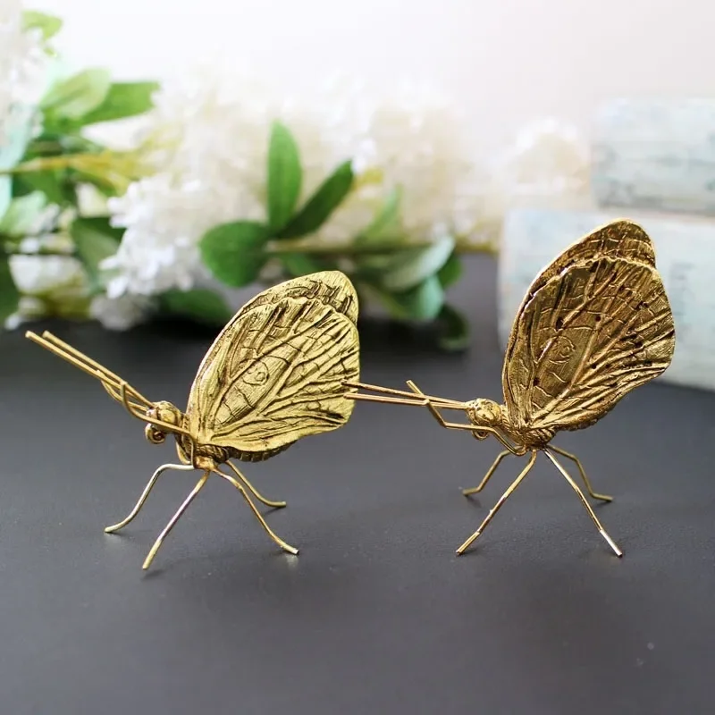 India imported retro handmade simulation gold copper plated butterfly ornament model room decoration creative soft decoration ho