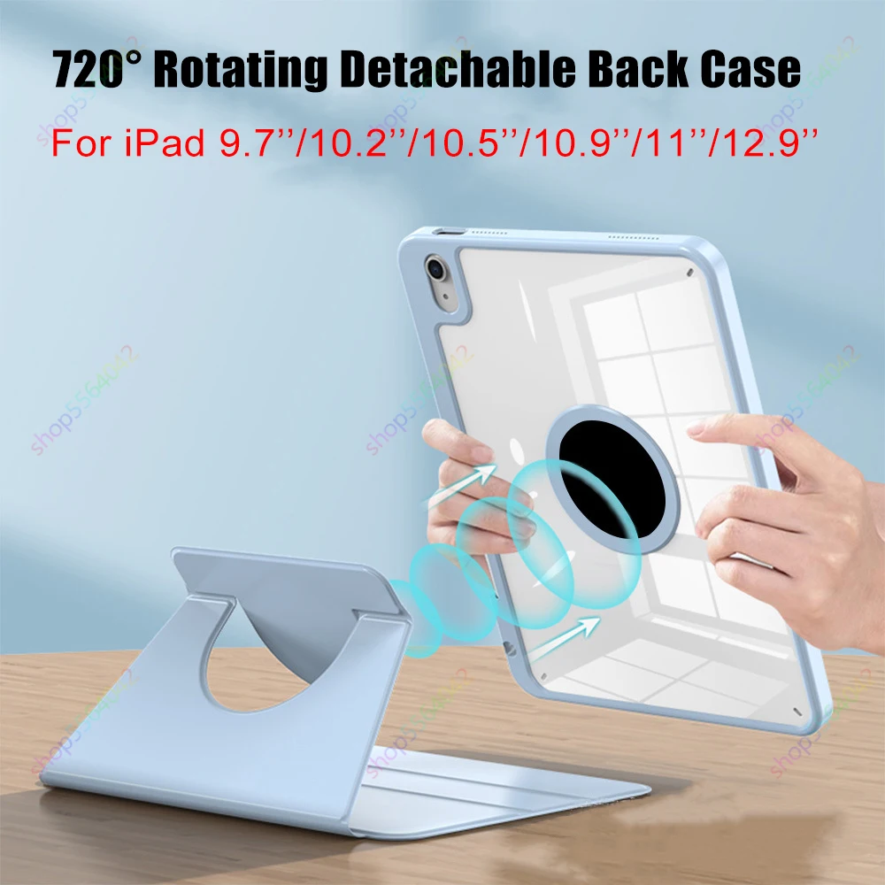 

For iPad 10th Generation Case 10.9Inch Air 5 Air 4 Pro11 iPad 10.2 9th 8th 720° Rotating Magnetic Detachable Pencil Holder Case