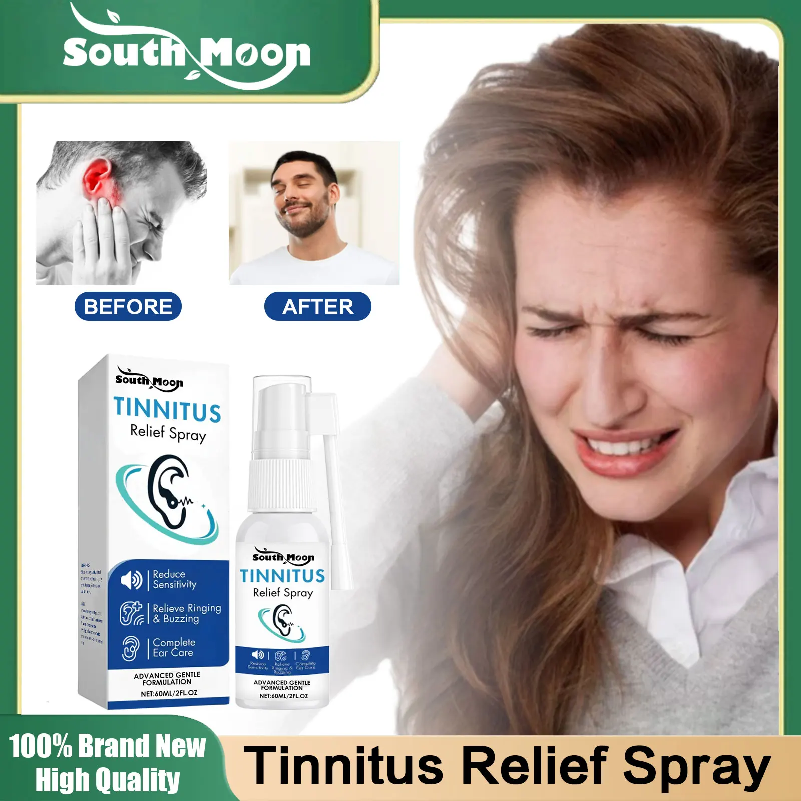 

Herbal Tinnitus Relief Spray Soothe Ear Ringing Pain Swelling Prevent Inflammation Improve Hearing Loss Earwax Removal Ear Drops