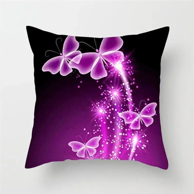 Butterfly Cushion Cover Sofa Chair Animal Flower Pillow Case Home Decor Painted Hugging