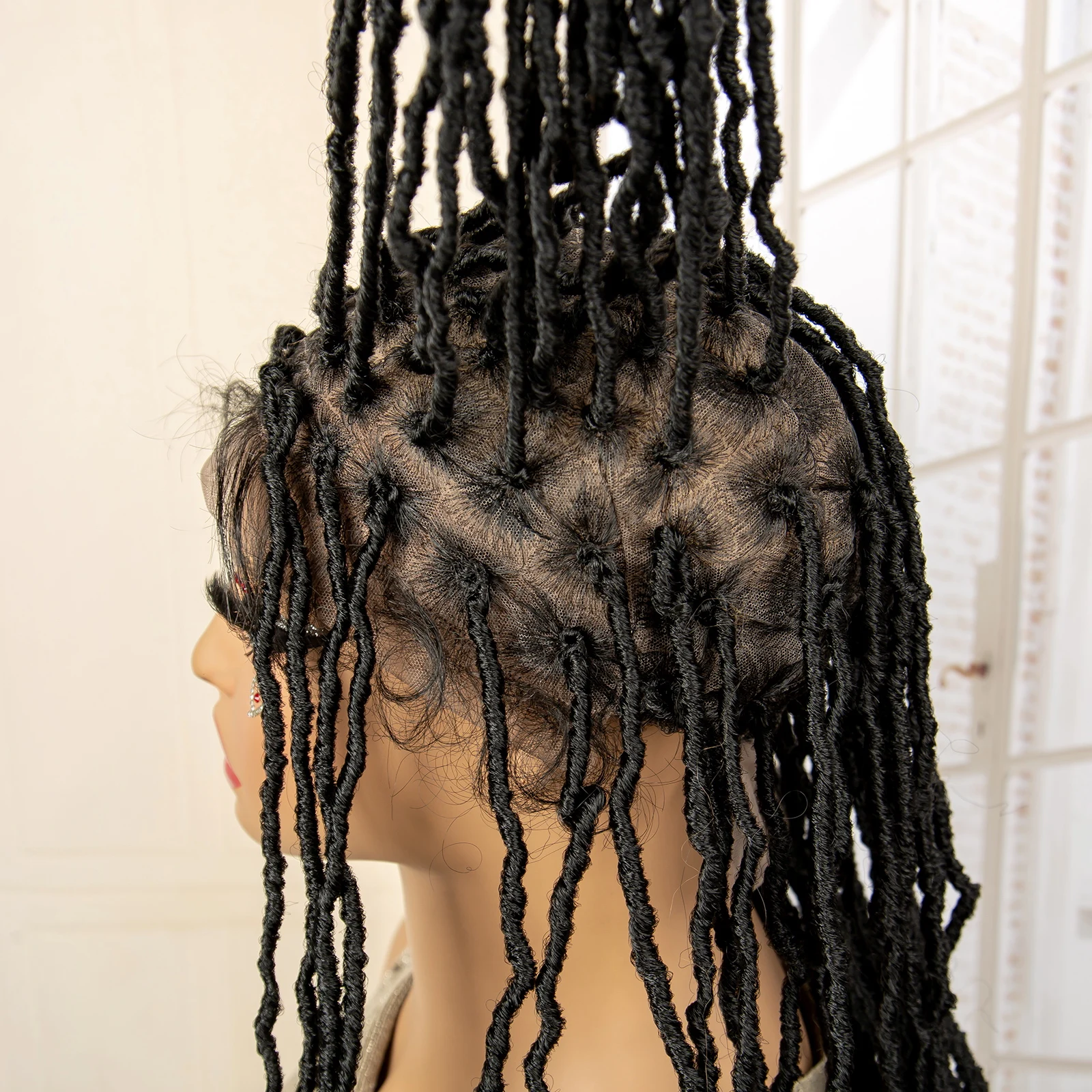 Perucas sintéticas completas de renda locs trançadas para mulheres negras 24 polegadas caixa sem nós dreadlock tranças peruca de renda frontal trança