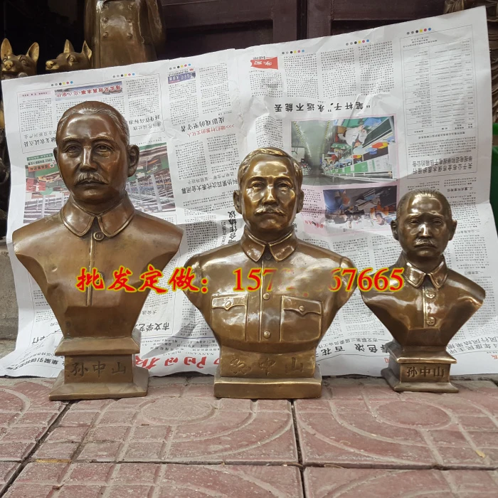 29CM TALL --TOP Collection CHINA Father Taiwan President Sun Yat-sen zhong shan Portraits  brass bronze statue Sculpture