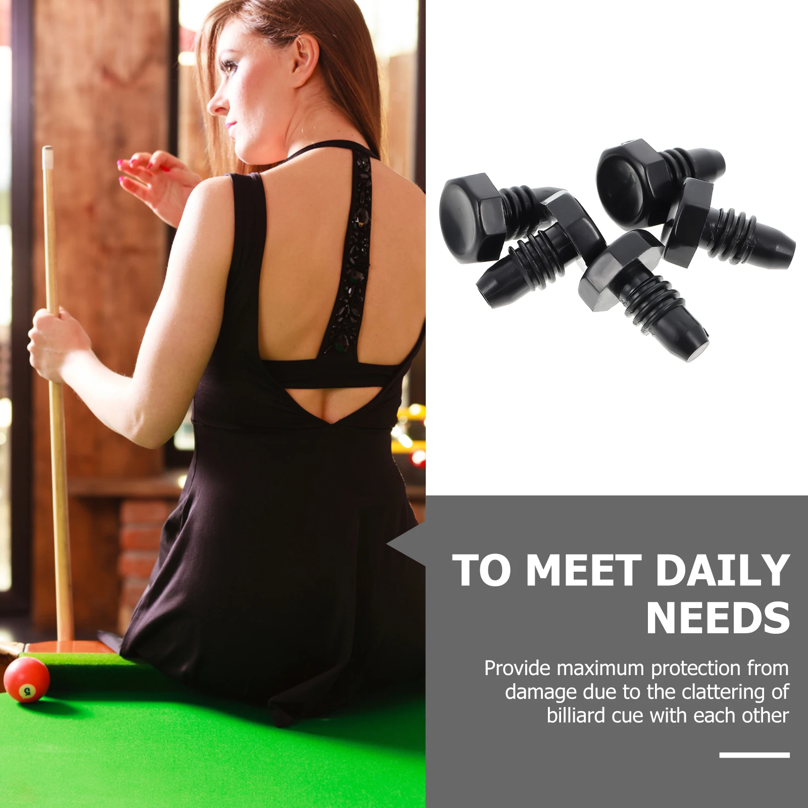 

5pcs Black Plastic Pool Cue for Billiard Cue Bottom Protection Replacement Sticks Protective Cover Accessories