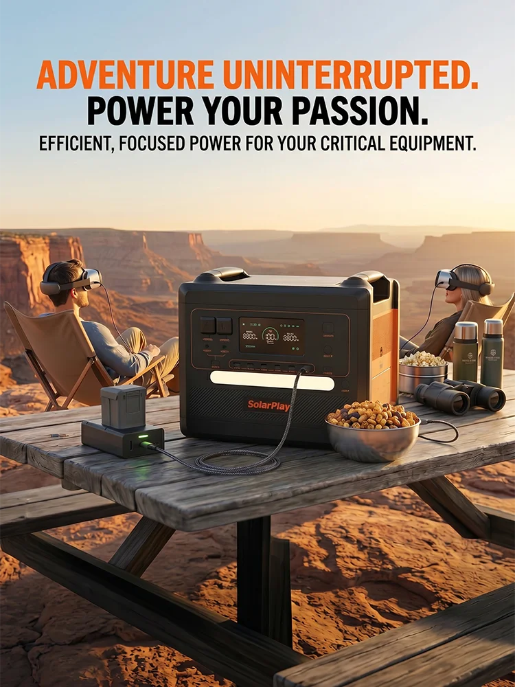 Solarplay Q2402M – przenośna stacja zasilania o pojemności 2304 Wh i mocy 2500 W (maksymalna moc 5000 W), wydajny generator energii słonecznej z składanym panelem słonecznym o mocy 200 W, idealny do — 2