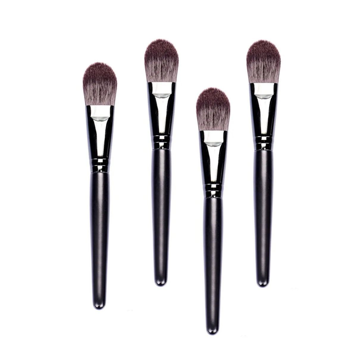 Brocha para base negra, brocha para polvos húmedos con mango de madera, brocha para base líquida, brocha para maquillaje, brocha para máscara, brocha para máscara de barro,