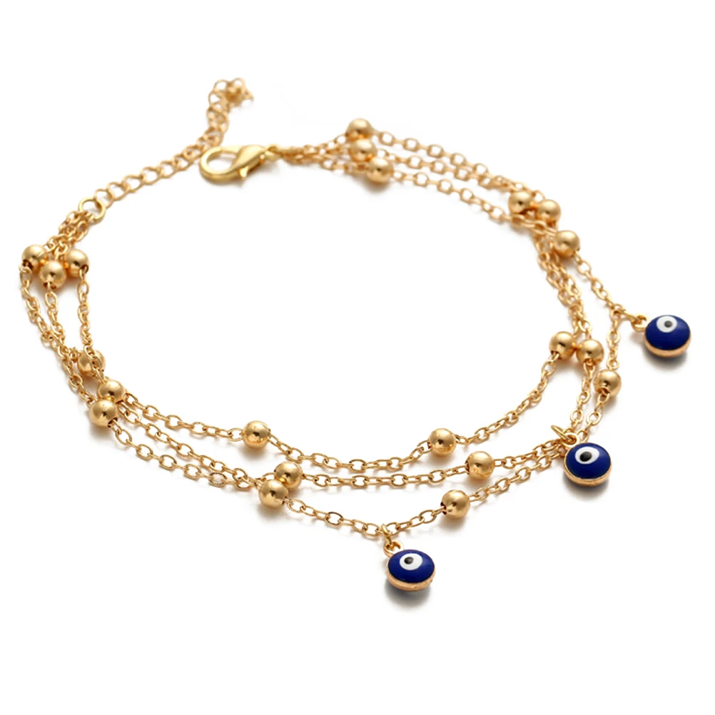 

Eye Pendant Anklet Chain Women Dangle Bracelet Lightweight Bead Bohemia Evil Style Fashion Casual Anklet Jewelry
