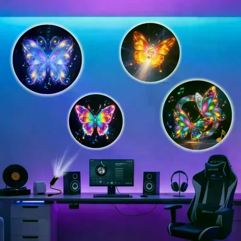 Creative Dreamy Butterfly Pattern Themes USB Projection Light For Room Ceiling Background Decoration