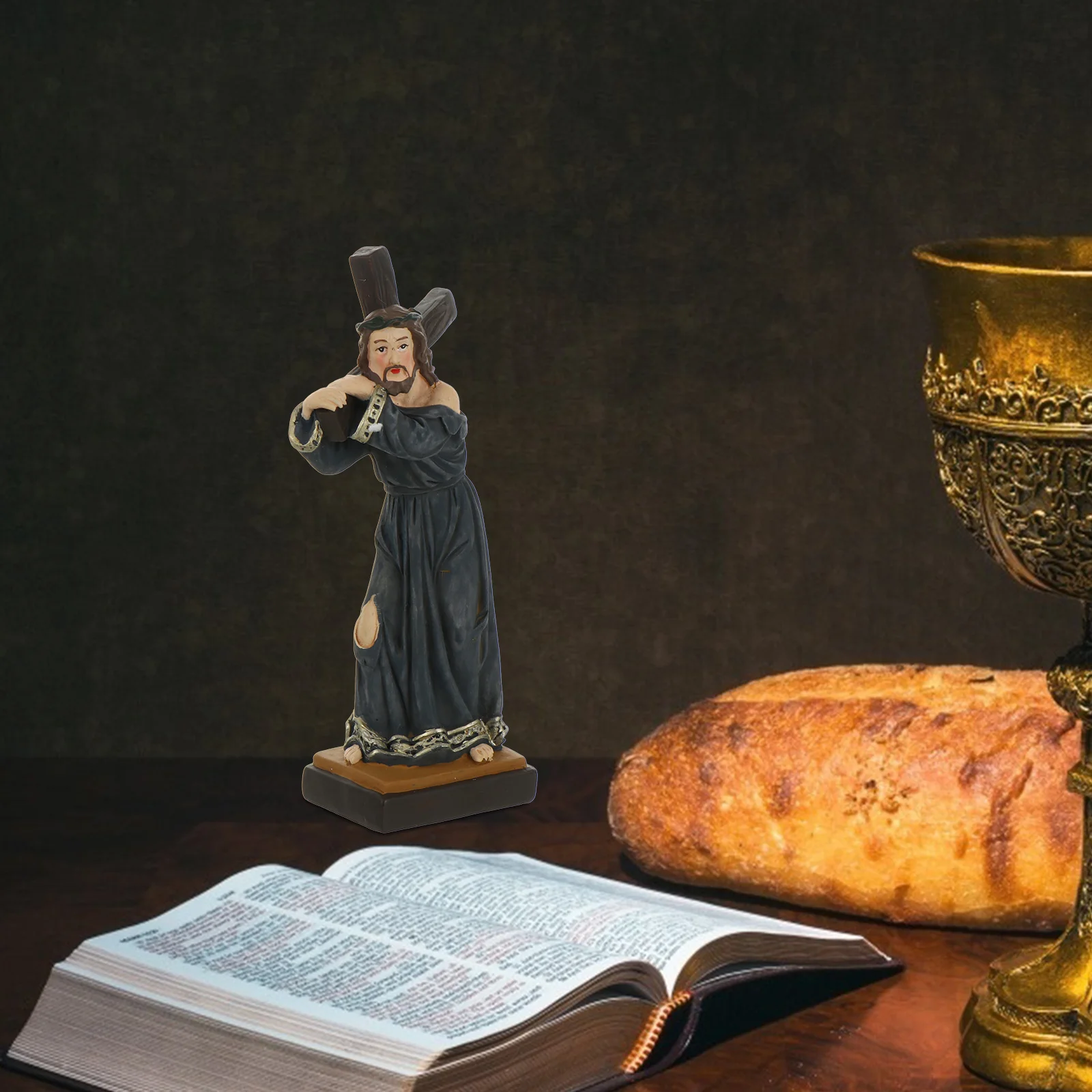 

Resin Jesus Cross Statue Exquisite Holy Sculpture Religious Home Garden Office Decoration Birthday Gift Jesus Cross Statue