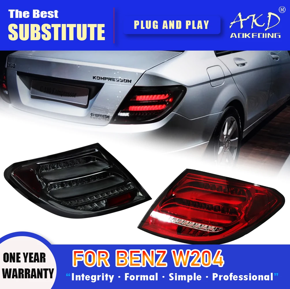 AKD Tail Lamp for Benz W204 LED Tail Light 2007-2014 C180 C200 C260 Rear Fog Brake Turn Signal Automotive Accessories