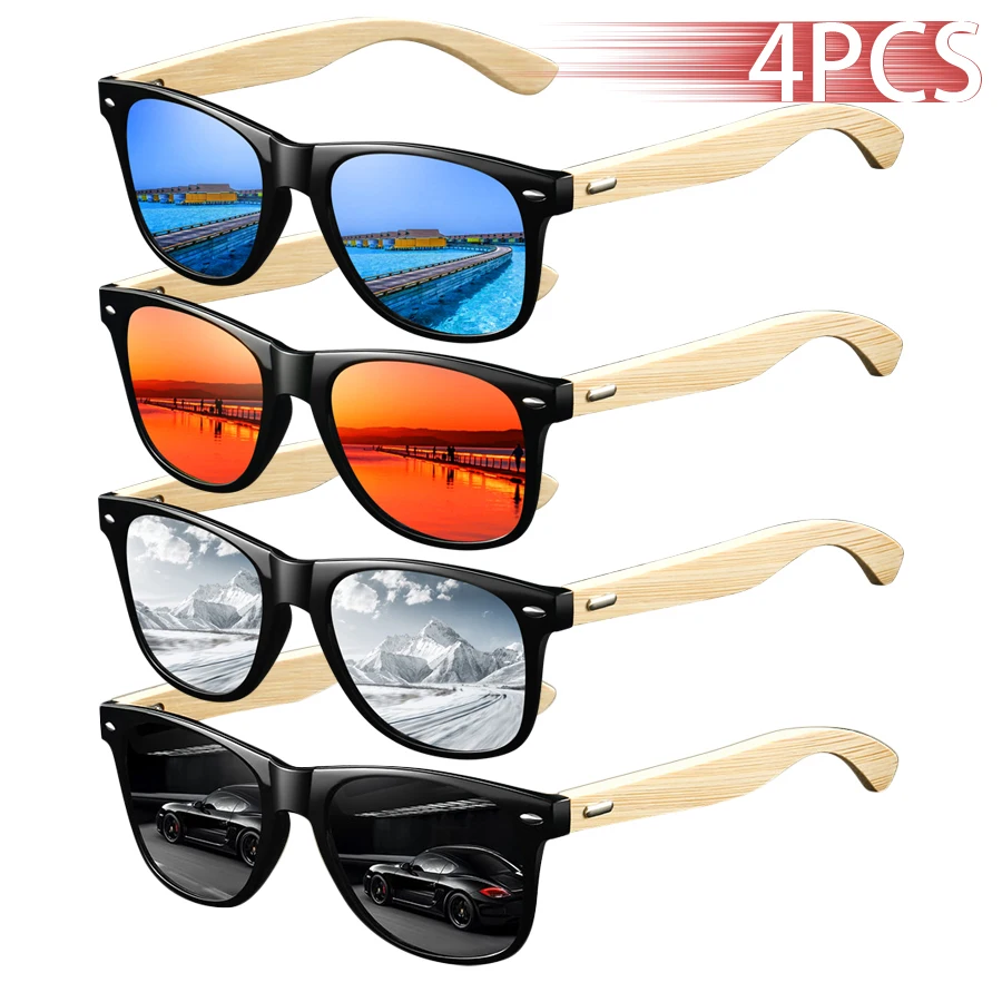

4PCS Fashion square UV400 Sunglasses Men Women Driving Fishing Hiking Colorful Trendy Lightweight Outdoor Goggles