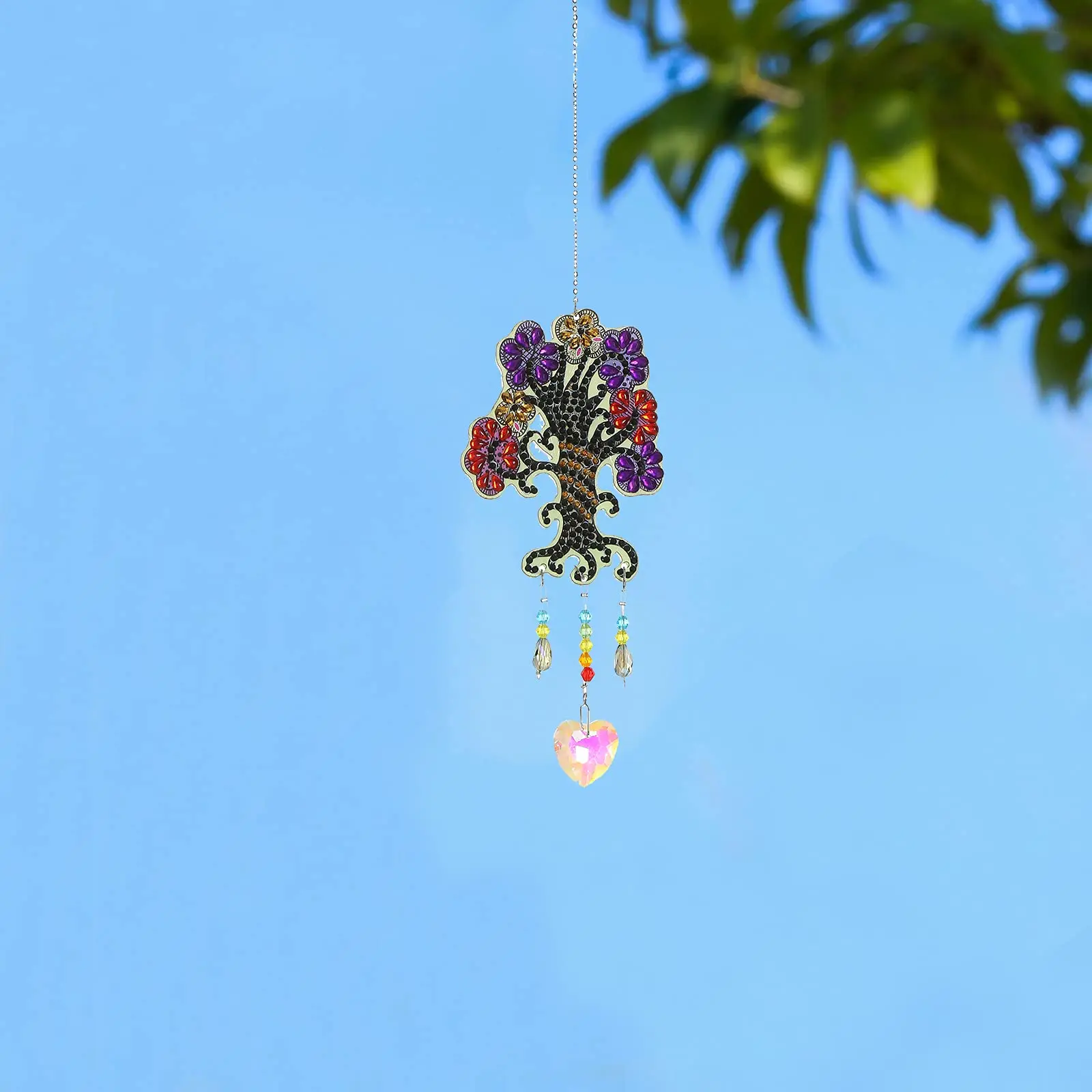 ماسات شمسية بلورية مرسومة بالماس ، شكل خاص تصنعه بنفسك ، أشجار مثقاب ، زخرفة معلقة على النافذة ، مجموعة أرقام رنين الرياح ، 2: