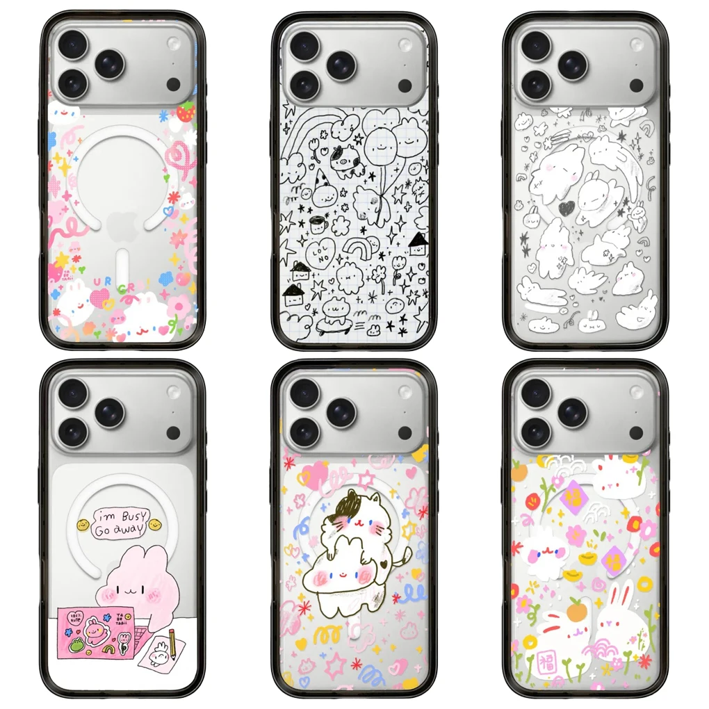 

Cartoon Busy Rabbit New Type Acrylic Black Border Phone Cover for IPhone 13 14 15 16 17 Pro Max Case for IPhone 17